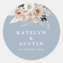 boda azul polvoriento de boho pampas