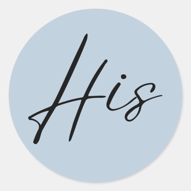 Pegatina Redonda boda azul polvoriento su bolsa de bienvenida pegat (Anverso)