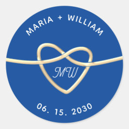 Pegatina Redonda Boda azul real