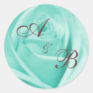 Pegatina Redonda Boda: Azul y Chocolate ... - Personalizado