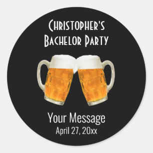 Pegatina Redonda Boda Bachelor Favor Beer Cheers