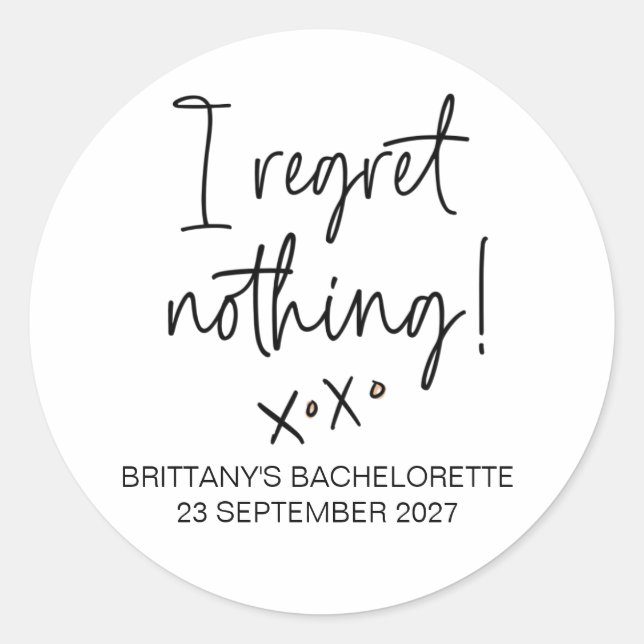 Pegatina Redonda Boda Bachelorette Hens Fiesta Bridal Party Favor (Anverso)