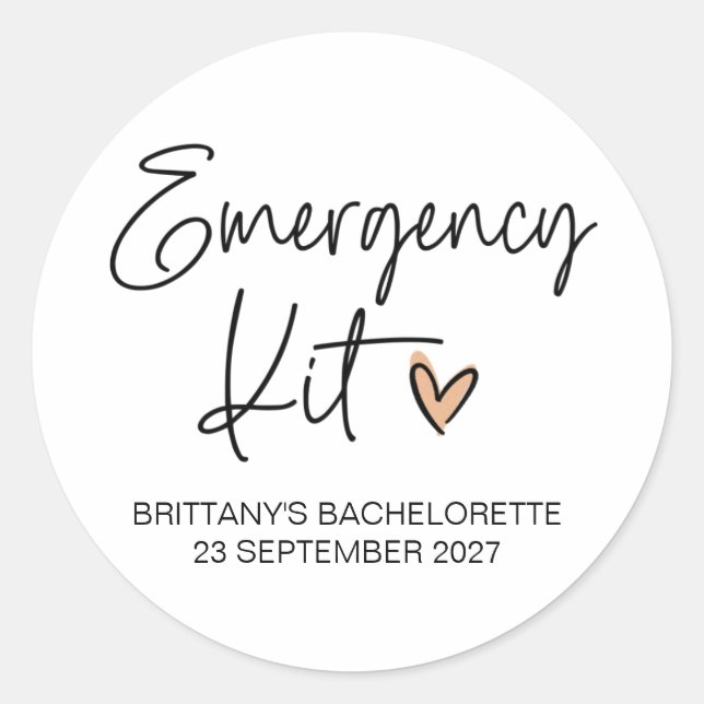 Pegatina Redonda Boda Bachelorette Hens Fiesta Bridal Party Favor (Anverso)