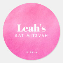 Boda Bat Mitzvah moderna rosa acuarela tendencia p
