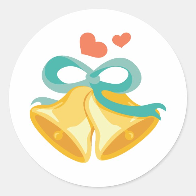 Pegatina Redonda Boda Bells (Anverso)