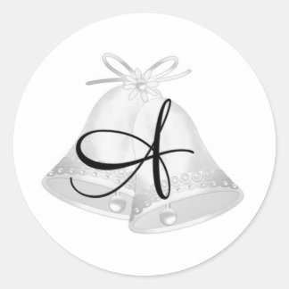 Pegatina Redonda Boda Bells Monogrammed