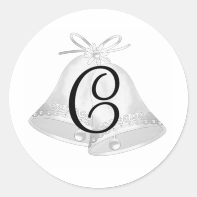 Pegatina Redonda Boda Bells Monogrammed (Anverso)