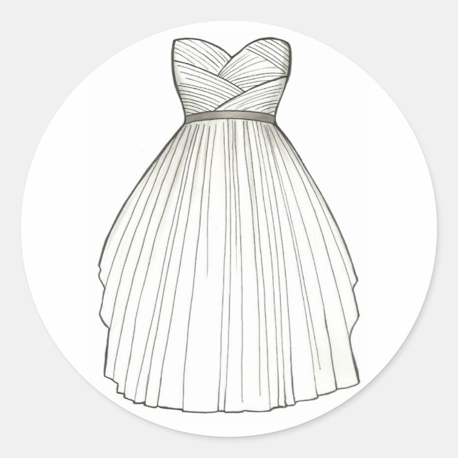 Pegatina Redonda Boda blanca vestida novia Pegatinas de traje de no (Anverso)