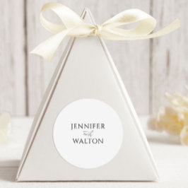 Pegatina Redonda Boda blanco simple y elegante