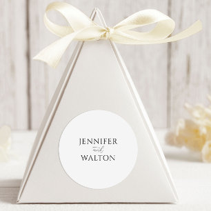 Pegatina Redonda Boda blanco simple y elegante