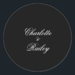 Pegatina Redonda Boda blanco y negro<br><div class="desc">Pegatina Boda blanco y negro</div>