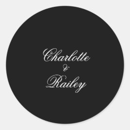 Pegatina Redonda Boda blanco y negro