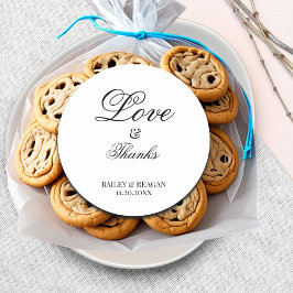 Pegatina Redonda Boda blanco y negro mínimo