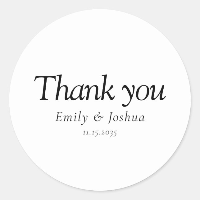 Pegatina Redonda Boda blanco y negro moderno (Anverso)