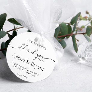 Pegatina Redonda Boda blanco y negro moderno marginal gracias