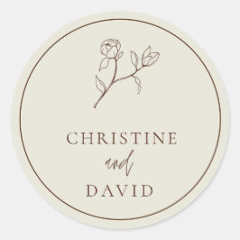 Pegatina Redonda Boda bohemio simple floral