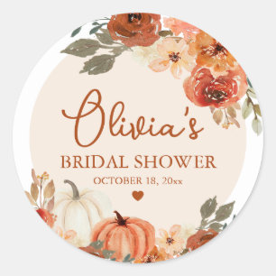 Pegatina Redonda Boda Bohemio Terracota Calabaza Fall in Love