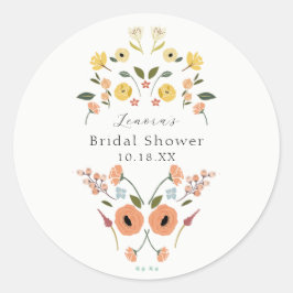 Pegatina Redonda Boda Bohemio Vintage Floral