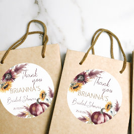 Pegatina Redonda Boda boho de calabaza de girasol enamorarse