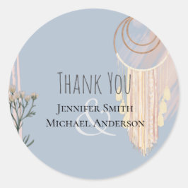 Pegatina Redonda BODA BOHO Dusty Blue Peach Dream Catcher