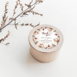 Pegatina Redonda Boda Boho Floral Elegante