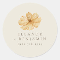 Boda Boho Minimalista Acuarela Floral Azul Amarill