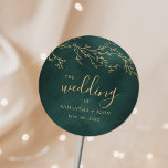 Pegatina Redonda Boda Botánica Elegante Emeralda Verde y Oro<br><div class="desc">Esmeralda Verde y Oro Botánico Elegante Boda Clásico Pegatina Redondo</div>