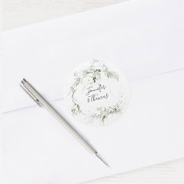 Pegatina Redonda Boda botánico de Boho Ethereal Garden Greenery
