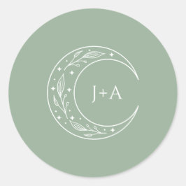 Pegatina Redonda Boda botánico místico