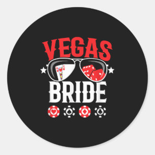 Pegatina Redonda Boda Bride - Casado En Las Vegas - Bride Squ