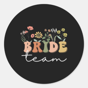 Pegatina Redonda Boda Bride Team Bride Wildflower Bachelorette P