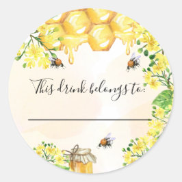 Pegatina Redonda Boda burbuja abejas amarillas esta bebida pertenec