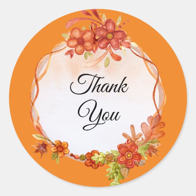 Pegatina Redonda Boda Cae Deja Acuarela Gracias (Anverso)