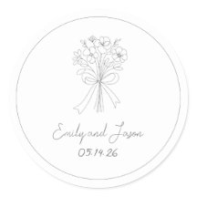 Boda caprichoso de mano dibujado con una simple fl