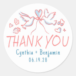 Pegatina Redonda Boda caprichoso y caprichoso gracias