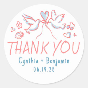 Pegatina Redonda Boda caprichoso y caprichoso gracias