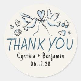 Pegatina Redonda Boda caprichoso y caprichoso gracias