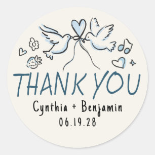 Pegatina Redonda Boda caprichoso y caprichoso gracias