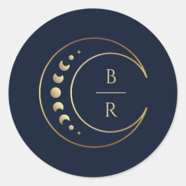 Pegatina Redonda Boda celeste azul