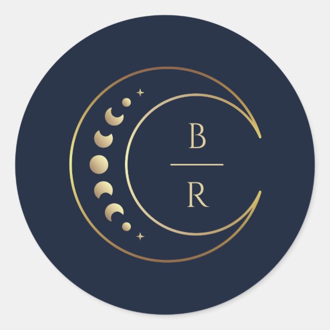 Pegatina Redonda Boda celeste azul (Anverso)