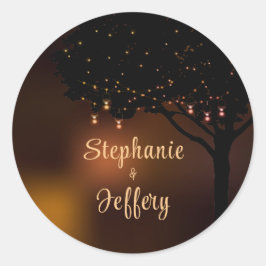 Pegatina Redonda Boda Celestial Autumn Night String Light