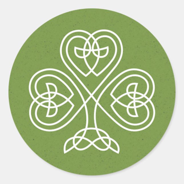 Pegatina Redonda Boda Celtic Knot Shamrock (Anverso)