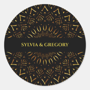 Pegatina Redonda Boda clásico elegante de Mandala