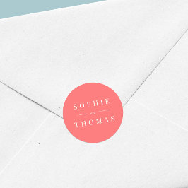 Pegatina Redonda Boda clásico moderno de color editable