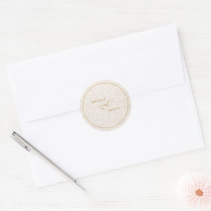 Pegatina Redonda Boda con caligrafía elegante floral