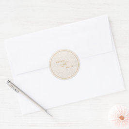Pegatina Redonda Boda con caligrafía elegante floral