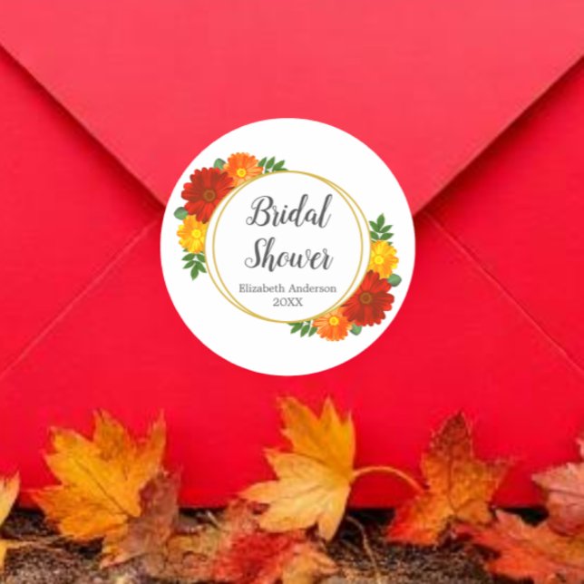 Pegatina Redonda Boda con flores de otoño (Subido por el creador)