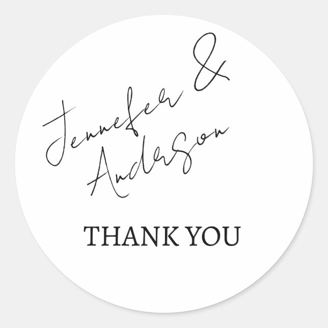 Pegatina Redonda Boda con guión en blanco y negro  (Anverso)