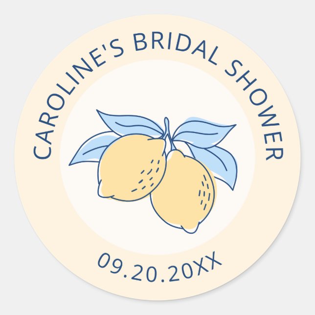 Pegatina Redonda Boda con limones de Amalfi (Anverso)