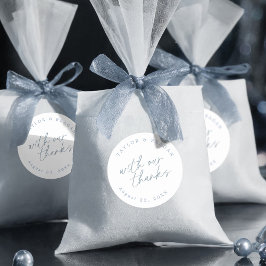 Pegatina Redonda Boda con nuestro agradecimiento Blue White ID1045